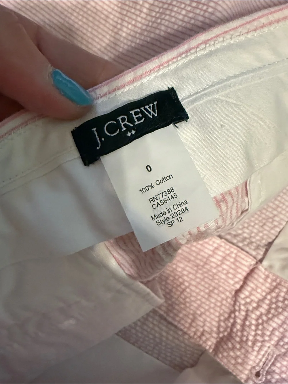 J. Crew Light Pink Seersucker Mini Skirt with Button Details